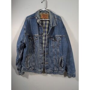 Levi's 90s Men's Flannel Lined Denim Trucker Blue Jean Jacket USA Made Sz XL Vtg